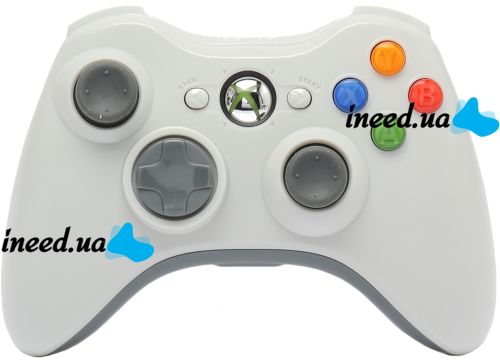 Microsoft Xbox 360 Wireless Joystick White Original Gaming Gamepad, Vibration Controller for Set-top Box and Battery-powered PC White