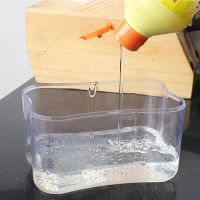 Kitchen Sponge Dispenser Soap Pump Sponge Caddy, Pressure Dispenser for Liquid Soap with Stand, Organizer for Washcloths with Soap Dish