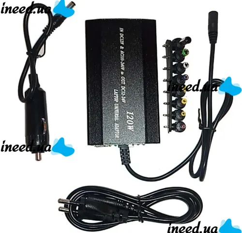 Universal Car Charger laptop UKC 901 120W 12-24V for Laptop with Adapters Adapter Charging from 220V Mains and Cigarette Lighter