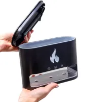 Настільний зволожувач повітря нічник з соляними каменями Docsal Flame Aroma Diffuser CAO з LED підсвічуванням 5W, соляна лампа аромадифузор Чорний