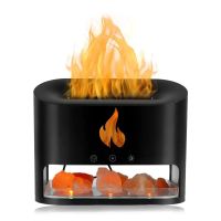 Настільний зволожувач повітря нічник з соляними каменями Docsal Flame Aroma Diffuser CAO з LED підсвічуванням 5W, соляна лампа аромадифузор Чорний