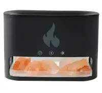 Настільний зволожувач повітря нічник з соляними каменями Docsal Flame Aroma Diffuser CAO з LED підсвічуванням 5W, соляна лампа аромадифузор Чорний