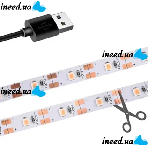 Світлодіодна фитолента GrowLight 5V USB 2835 для вирощування кімнатних рослин 2 м, гнучка LED стрічка підсвічування повного спектру для росту розсади