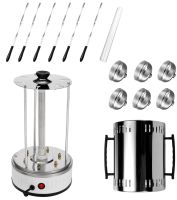 Domotec MS-7782 1000W vertical electric kebab maker for 6 skewers, Tabletop electric kebab maker for home with removable tray Silver