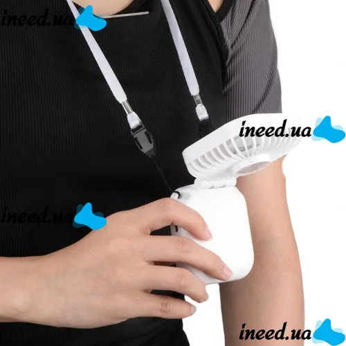 Folding Cordless Holding Fan YH-6 3 speeds with neck strap, Cordless USB Cordless Handheld Cooler YH6 White