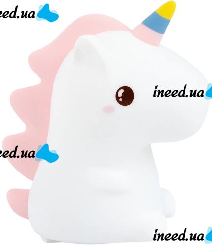 Детский силиконовый ночник Единорог Unicorn Silicone Night Light HQ8686 сенсорный светильник на аккумуляторе с RGB подсветкой и пультом USB