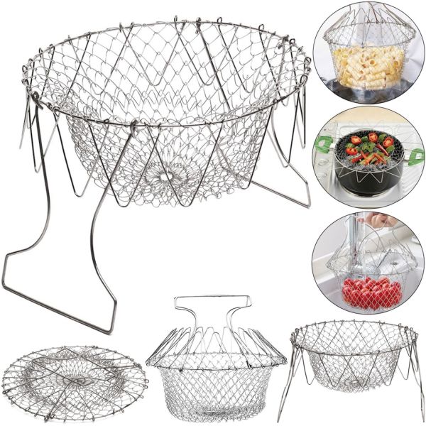 Складной дуршлаг Magic Kitchen Deluxe Chef Basket 12 в 1 складная решетка сетка, фритюрница для приготовления еды, сушка для фруктов Шеф Баскет