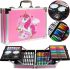 Children's art set for drawing and creativity Unicorn 145 items in a folding suitcase, a set of pencils and paints in a Pink case