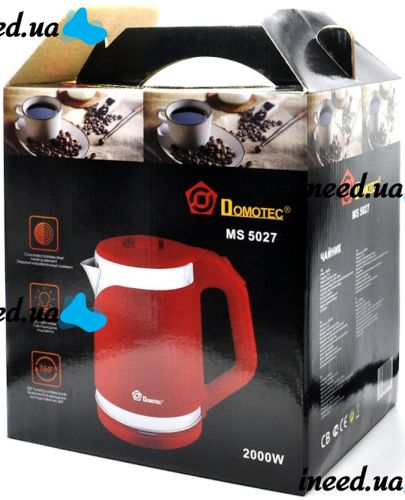 Electric kettle Domotec MS-5027 2.2L Disc Electric Kettle with Automatic Shutdown and overheating Protection for kitchen 2000W