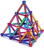 Кольоровий магнітний конструктор Buckyballs Buckybars Neo Mix Color 64 деталей, головоломка антистрес, 36 шт. магнітні палички і 28 шт. кульки Бакібарс