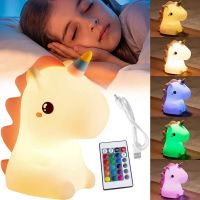 Детский силиконовый ночник Единорог Unicorn Silicone Night Light HQ8686 сенсорный светильник на аккумуляторе с RGB подсветкой и пультом USB