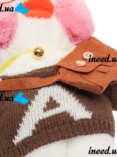 М'яка іграшка Huada Toys качечка в окулярах Lalafanfan 35 см, плюшева качка в одязі Cafe mimi duck Лалафанфан Біла