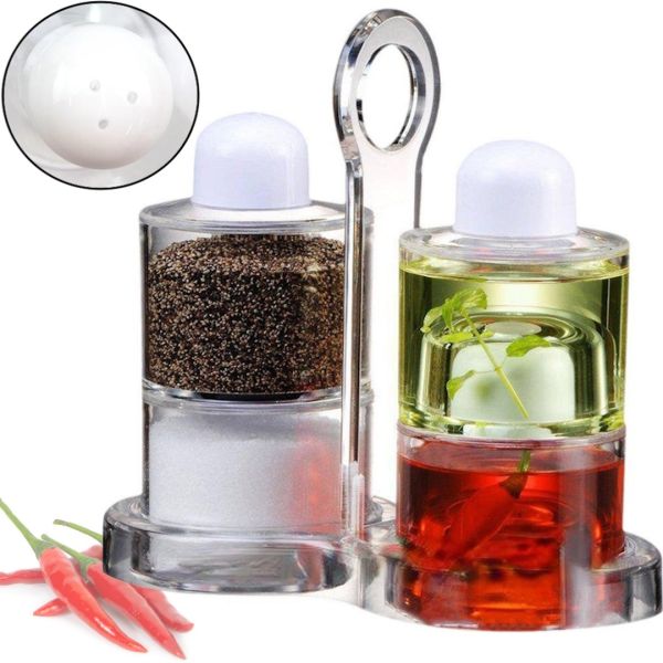 Настольный набор для специй Spice Jar. O.V.S.P. Stack Dispenser Set органайзер для хранения масла, уксуса, перца и соли на 4 емкости с подставкой