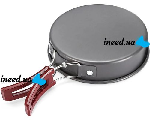 Travel tableware set AL-300 3 in 1 camping set frying pan, saucepan for 2-3 people made of anodized aluminum for cooking DS-300