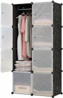 Складной шкаф органайзер для вещей Storage Cube Cabinet MP-28-51 76Х37Х146 см пластиковая тумба на 8 секций полочка для одежды и обуви Черная MP28-51