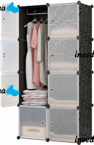 Складной шкаф органайзер для вещей Storage Cube Cabinet MP-28-51 76Х37Х146 см пластиковая тумба на 8 секций полочка для одежды и обуви Черная MP28-51