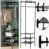 Corner Coat Rack for clothes and shoes Corner Coat Rack YP301 vertical rack with hooks TM2-202 for storing things on three shelves 185x40 cm TM3-303 Black