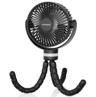 Momcozy table fan with flexible tripod for baby strollers, Rechargeable octopus air cooler with flexible mount 3 modes of operation