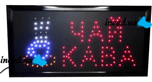 LED LED signboard Tea Kava 50X25 cm information trade plate for internal advertising, light board for cafes and bars from the network