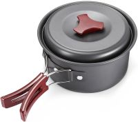 Travel tableware set AL-300 3 in 1 camping set frying pan, saucepan for 2-3 people made of anodized aluminum for cooking DS-300