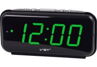Электронные настольные часы VST-738 Зеленые со светодиодной LED подсветкой сетевой циферблат, будильник с отсрочкой от сети и батареек