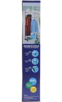 Telescopic Rack-hanger for Storing Clothes and Shoes Double Pole Clothes Horse Outdoor Mobile Rack, double Hanger on wheels