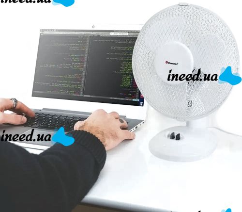 Настольный вентилятор Domotec MS-1624 портативный поворотный электровентилятор 2 режима скорости с защитной сеткой для дома 23W MS1624 Белый 