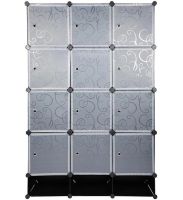 Складной шкаф органайзер для вещей Storage Cube Cabinet МР-312-62 110Х37Х146 см пластиковая тумба на 12 секций полочка для одежды и обуви Черная