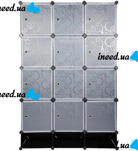 Складной шкаф органайзер для вещей Storage Cube Cabinet МР-312-62 110Х37Х146 см пластиковая тумба на 12 секций полочка для одежды и обуви Черная
