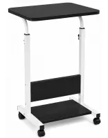 Dujeff HN-640 Bedside Coffee Table on Wheels—Side Table with Rectangular Top and Adjustable Height, 60 x 40 x 80 cm, Gray