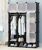 Складной шкаф органайзер для вещей Storage Cube Cabinet МР-312-62 110Х37Х146 см пластиковая тумба на 12 секций полочка для одежды и обуви Черная