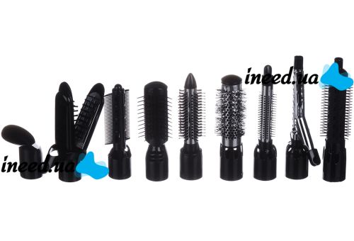 Hair dryer comb for drying hair Gemei GM-4833 10 in 1 styler brush brush, set for styling and curling, multi-styler with replaceable nozzles 1000W