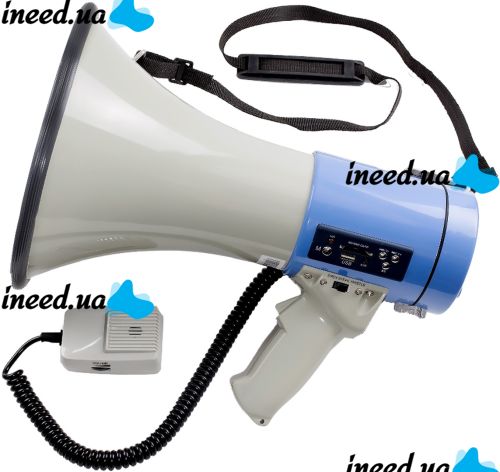 ER-66U 25W hand-held loudspeaker with a range of 500m rechargeable megaphone horn with remote microphone, voice recording and built-in siren ER66U