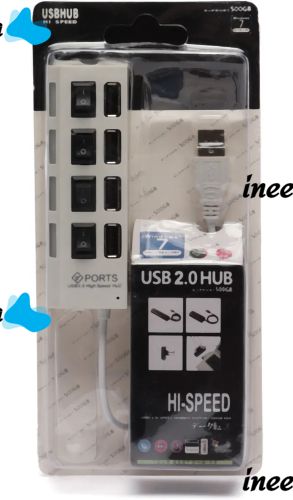 USB хаб Memos на 4 порти з перемикачами White, живлення від USB 2.0 розгалужувач з кнопками on off концентратор перехідник HUB 480 Мбіт 5В Білий