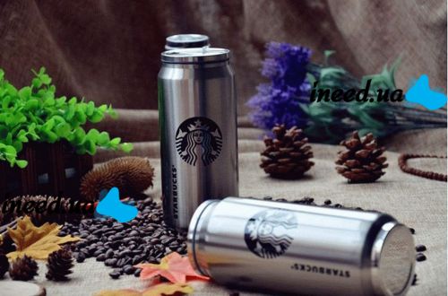 Металева термокружка Starbucks 450мл Старбакс PTKL - 360 банку з трубочкою