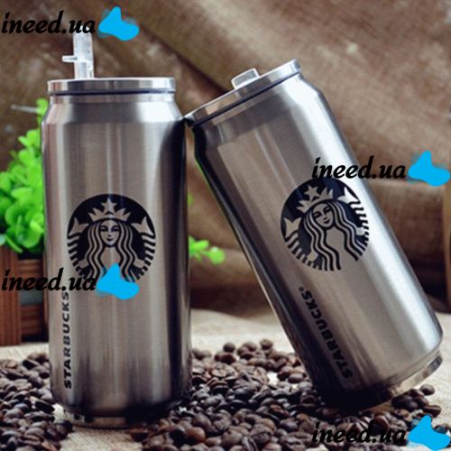 Металева термокружка Starbucks 450мл Старбакс PTKL - 360 банку з трубочкою