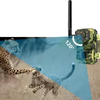 Photo Trap for Hunting Owl Hunting ESCAM QF380 Solar 4G with Motion Sensor and Solar Panel Outdoor Camera with LTE Module Powered by 18650 Battery Camouflage
