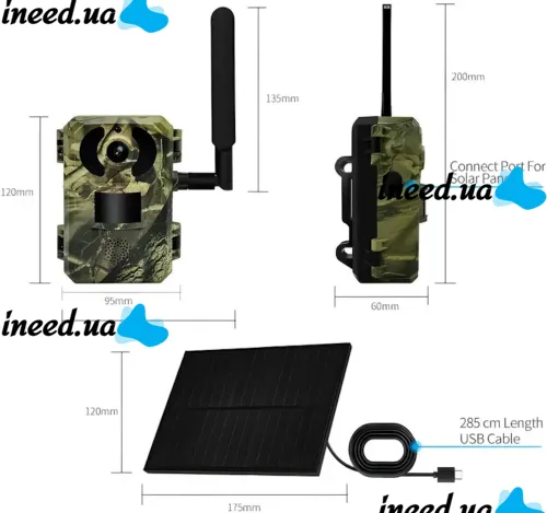Photo Trap for Hunting Owl Hunting ESCAM QF380 Solar 4G with Motion Sensor and Solar Panel Outdoor Camera with LTE Module Powered by 18650 Battery Camouflage