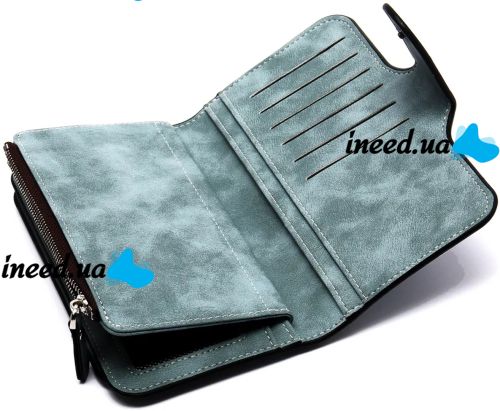 Жіночий замшевий гаманець Baellerry Forever N2345 Blue Jeans жіноче міні портмоне на 10 відділень для купюр і дрібниці 19х10. 5 см блакитне