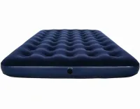 Inflatable Single mattress Avenli Flocked Air Bed Single 191x99x22cm up to 150 kg with velour coating, Inflatable bed for 1 place with pump Blue