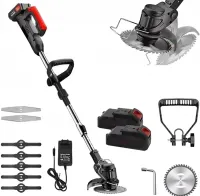 Cordless Lawn Mower Trimmer Elmos HT901 21V for Mowing Grass and Bushes with 2 Batteries, Rechargeable Garden Mower GZ-02
