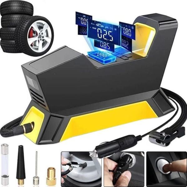 Автомобильный компрессор CarSun Air Pump C1809-1 для подкачки шин 150 PSI от прикуривателя 12V, Насос с цифровым дисплеем и фонариком, Автокомпрессор