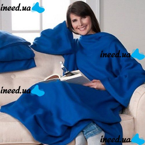Плед з рукавами Snuggie Blanket синій і малиновий