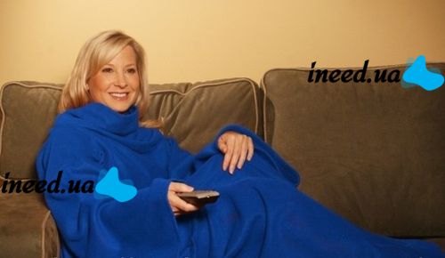 Плед з рукавами Snuggie Blanket синій і малиновий