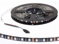 Світлодіодна USB стрічка 5 м з пультом Rope-Lights SMD5050 IP65 різнокольорова неонова гнучка c RGB контролером у силіконі Чорна SMD-5050 5м