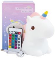 Детский силиконовый ночник Единорог Unicorn Silicone Night Light HQ8686 сенсорный светильник на аккумуляторе с RGB подсветкой и пультом USB