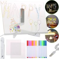 Luminous Acrylic Board Led Note Board Led Night Light on Stand with Backlight and Markers for Drawing USB