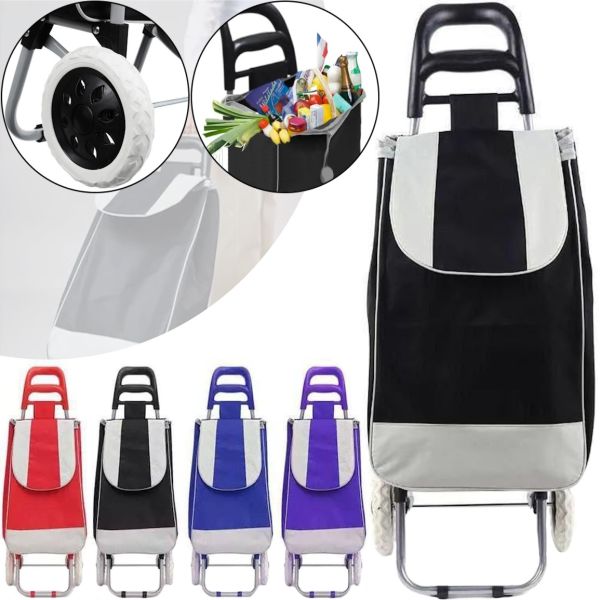 Household two-wheeled trolley Stenson MH-1897 up to 30 kg, Folding wheelbarrow Trolley small 35x30x95 cm bag with handle for groceries