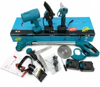 Набір електроінструментів Makita 24V 4в1 акумуляторний секатор DUP365, пила DUC155Z і газонокосарка UR100DZ, повітродувка DAS180Z з 2 акумуляторами
