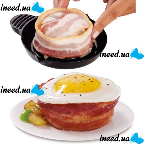 Набір форм для випічки запікання бекону 2шт Perfect Bacon Bowl їстівна тарілка, Форма для приготування їстівної тарілки з бекону Чорна